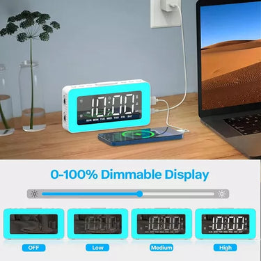 Reloj Despertador Con Espejo Rgb Con Cargador Usb Digital